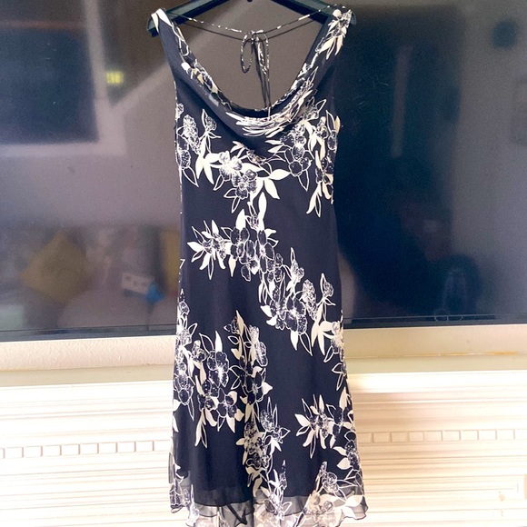 SILK FLORAL SLEEVELESS COWL NEXK MIDI DRESS - Picture 2 of 11